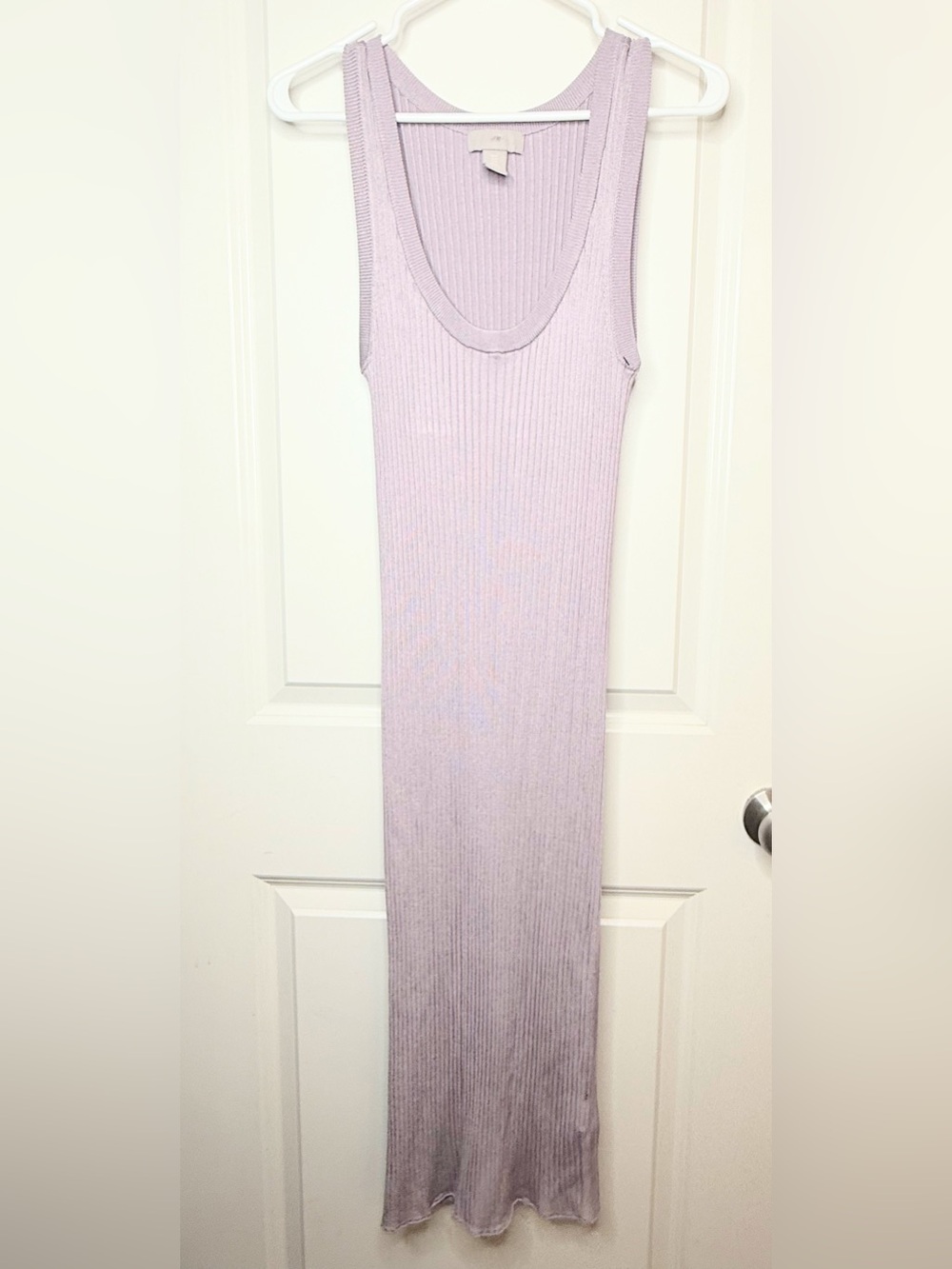 H&M Ribbed Knit Maxi Dress Mauve Sleeveless Scoop Neck Bodycon Size Small